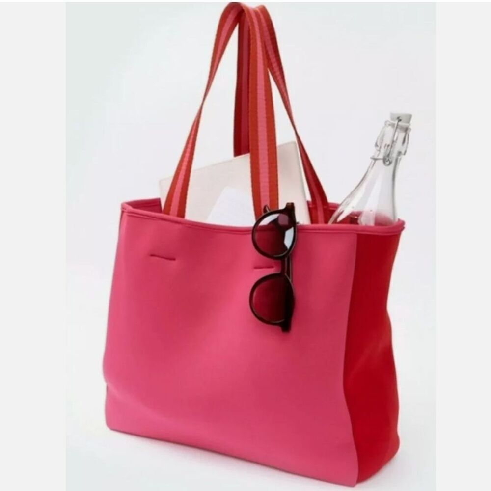 NWT Anthropologie SUMMERSALT Pink and Red Neoprene Summer Beach Tote